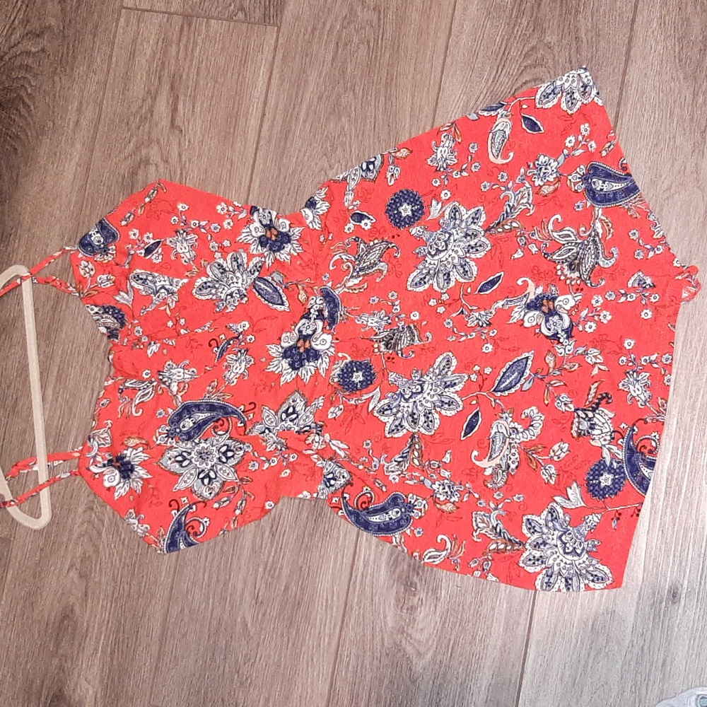 Xhilaration Orange Paisley Spaghetti Strap Romper